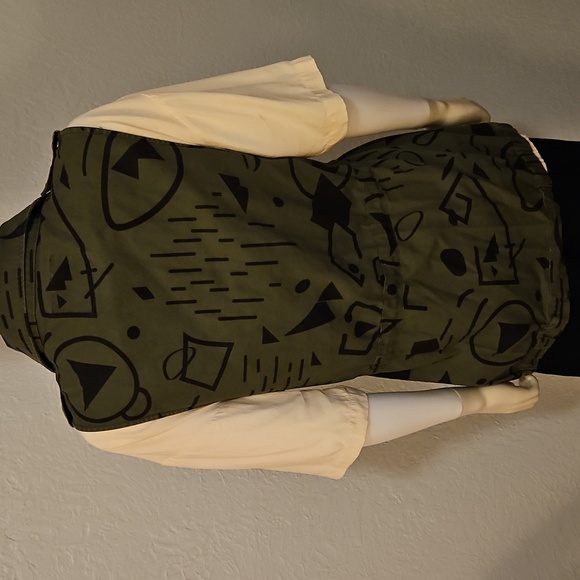 Vtg FOREVER 21 Army Green Abstract   Geometric Military Utility Vest - Picture 6 of 8